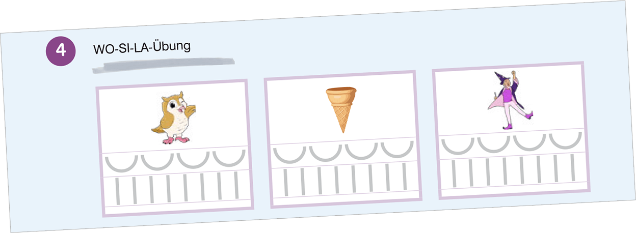Mit der Wort-Silbe-Laut-Übung werden Silben, Laute und die Betonungsstelle eines Wortes HANDELND durch Klopfen, Klatschen und Armbewegungen ermittelt.