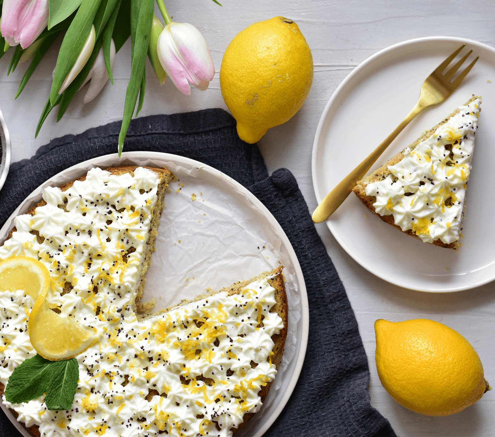 Rezept: Zitronen-Griess-Torte – zuckerreduziert &amp; kalorienarm